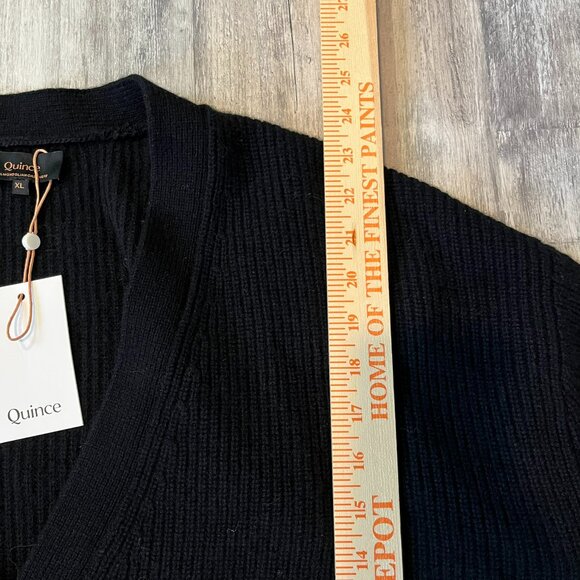 NWT! Quince Mongolian Cashmere Fisherman Boxy Cropped Cardigan Sweater, Black XL - Picture 14 of 14